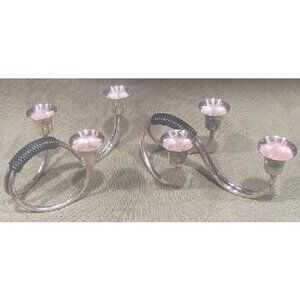 Pair of Danish silver-plated three-arm candle holders Circa 1950's